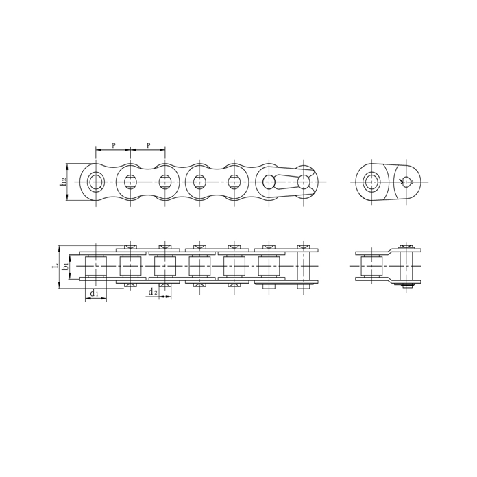 Præcisionsrullekæder i rustfrit stål med kort pitch